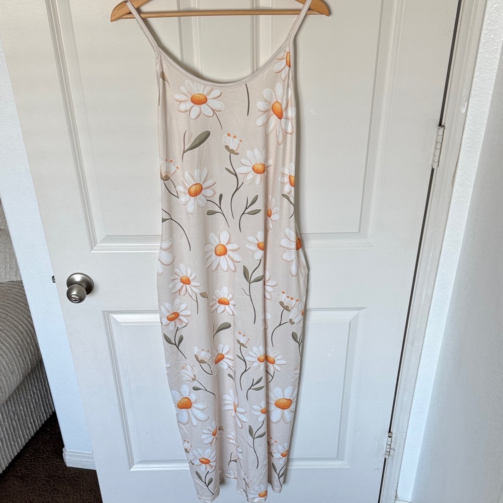 Daisys Boutique Floral Maxi Dress in Cream and Orange